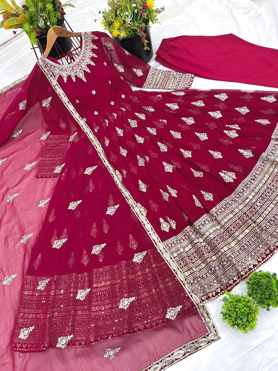 👉👗💥 *Launching New Designer Party Wear Look Full Heavy Embroidery Sequence Work Gown With Fully Stiched and Dupatta Ready to Wear Collection*💥👗💃🛍👌💕