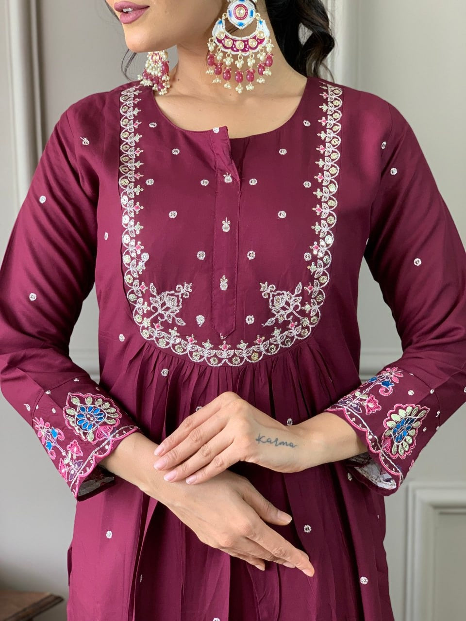 Viscose Chanderi Work ,Embroidared