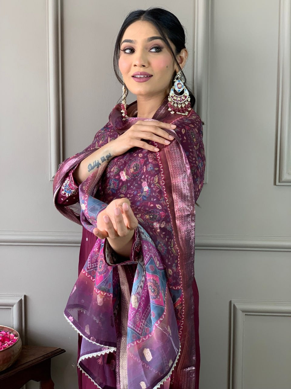 Viscose Chanderi Work ,Embroidared