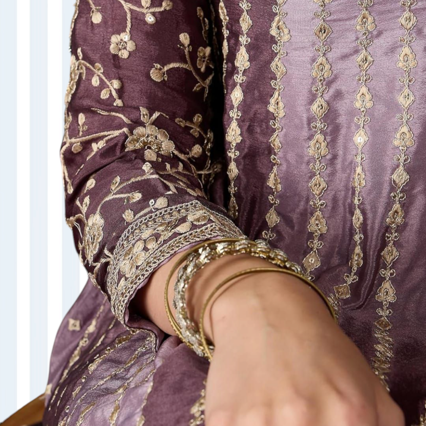 Kalidar Anarkali Tinted Purple with Plazzo and Dupatta.