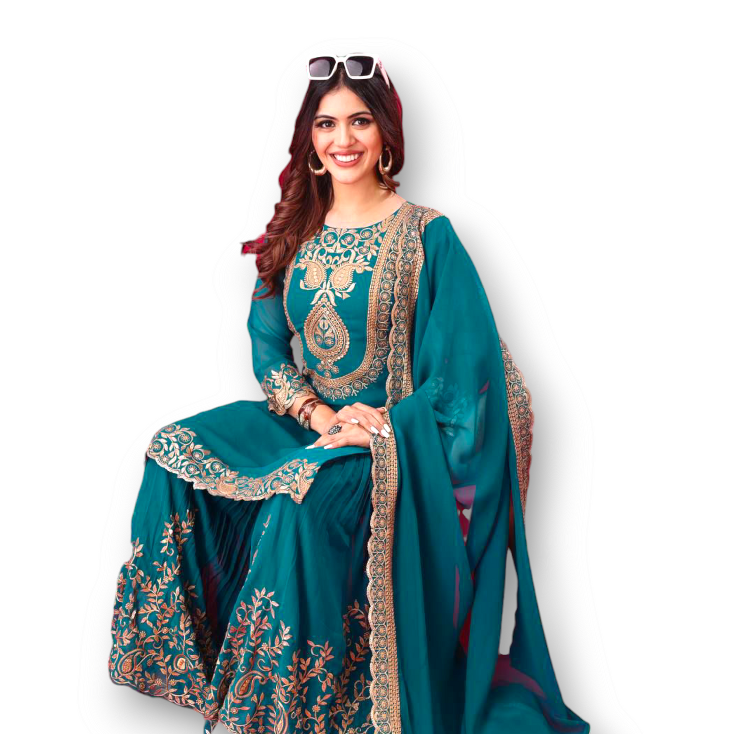 Faux Georgette Plazzo with Embroidery Fully Stiched.