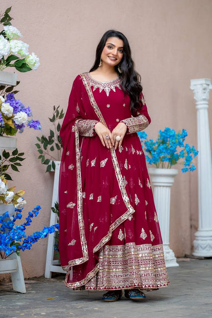 👉👗💥 *Launching New Designer Party Wear Look Full Heavy Embroidery Sequence Work Gown With Fully Stiched and Dupatta Ready to Wear Collection*💥👗💃🛍👌💕