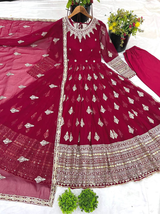 👉👗💥 *Launching New Designer Party Wear Look Full Heavy Embroidery Sequence Work Gown With Fully Stiched and Dupatta Ready to Wear Collection*💥👗💃🛍👌💕