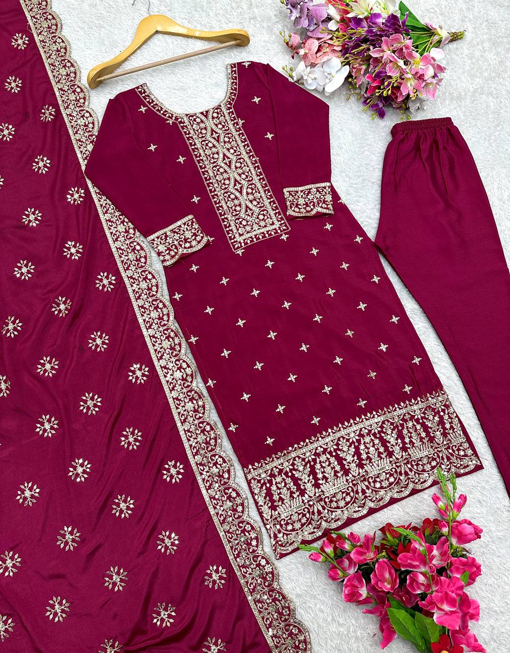 Pure Vichitra Silk With Heavy Embroidery 5mm Sequence Work With Full-Sleeves