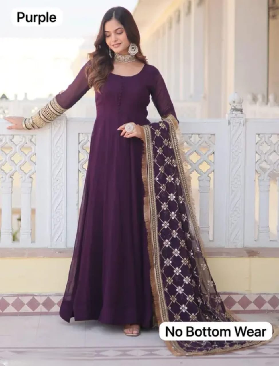 Faux Georgette  Anarkali Floor Length Suit