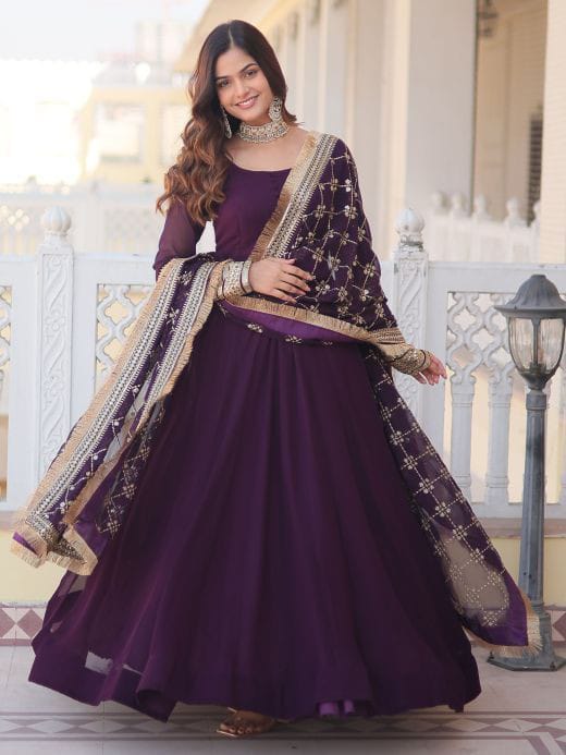 Faux Georgette  Anarkali Floor Length Suit