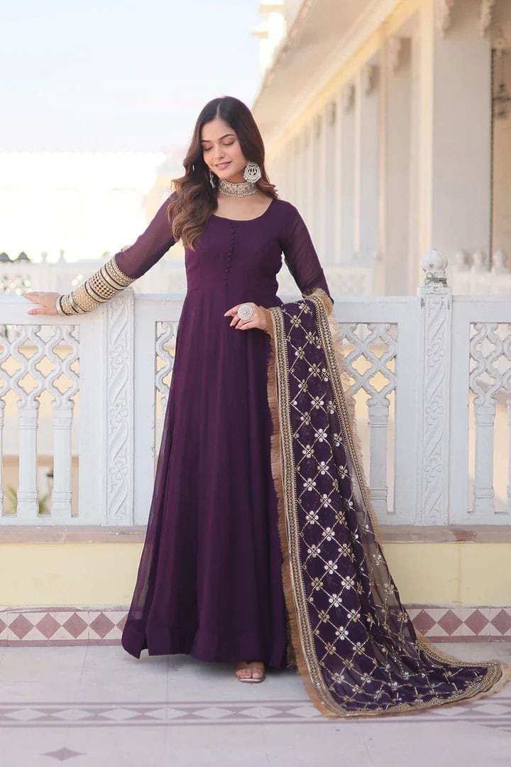 Faux Georgette  Anarkali Floor Length Suit