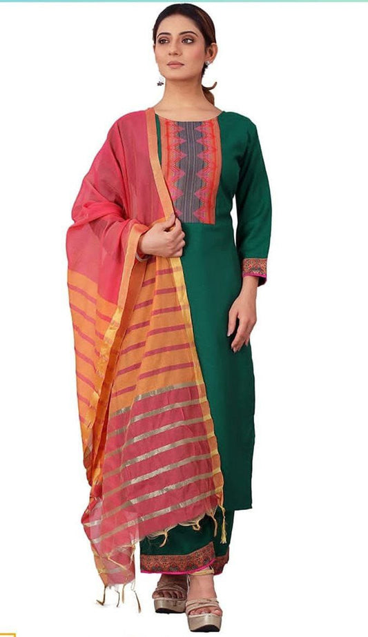 Woman  Cotton  kurti-pant- dupatta