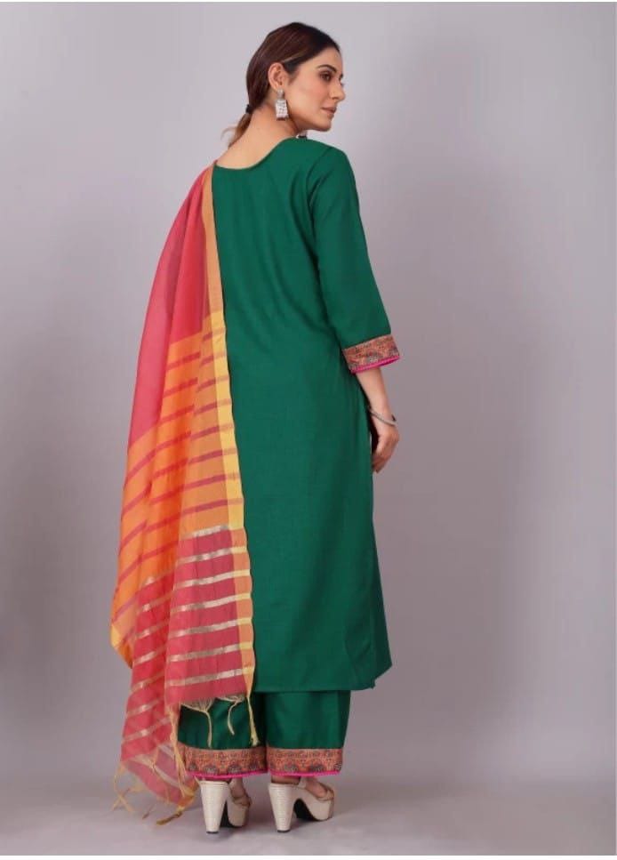 Woman  Cotton  kurti-pant- dupatta