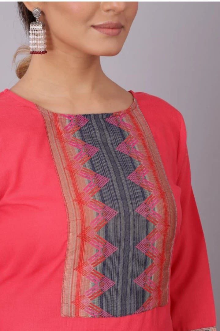 Woman  Cotton  kurti-pant- dupatta