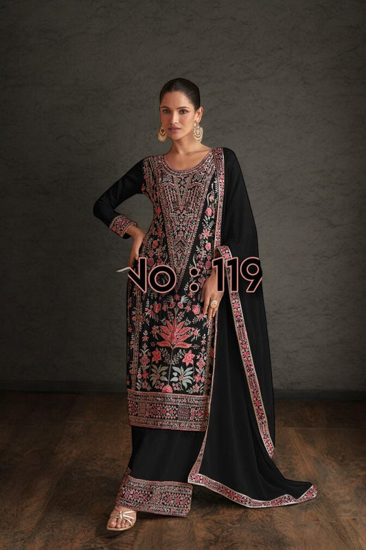 Black Embroider Sharara Set