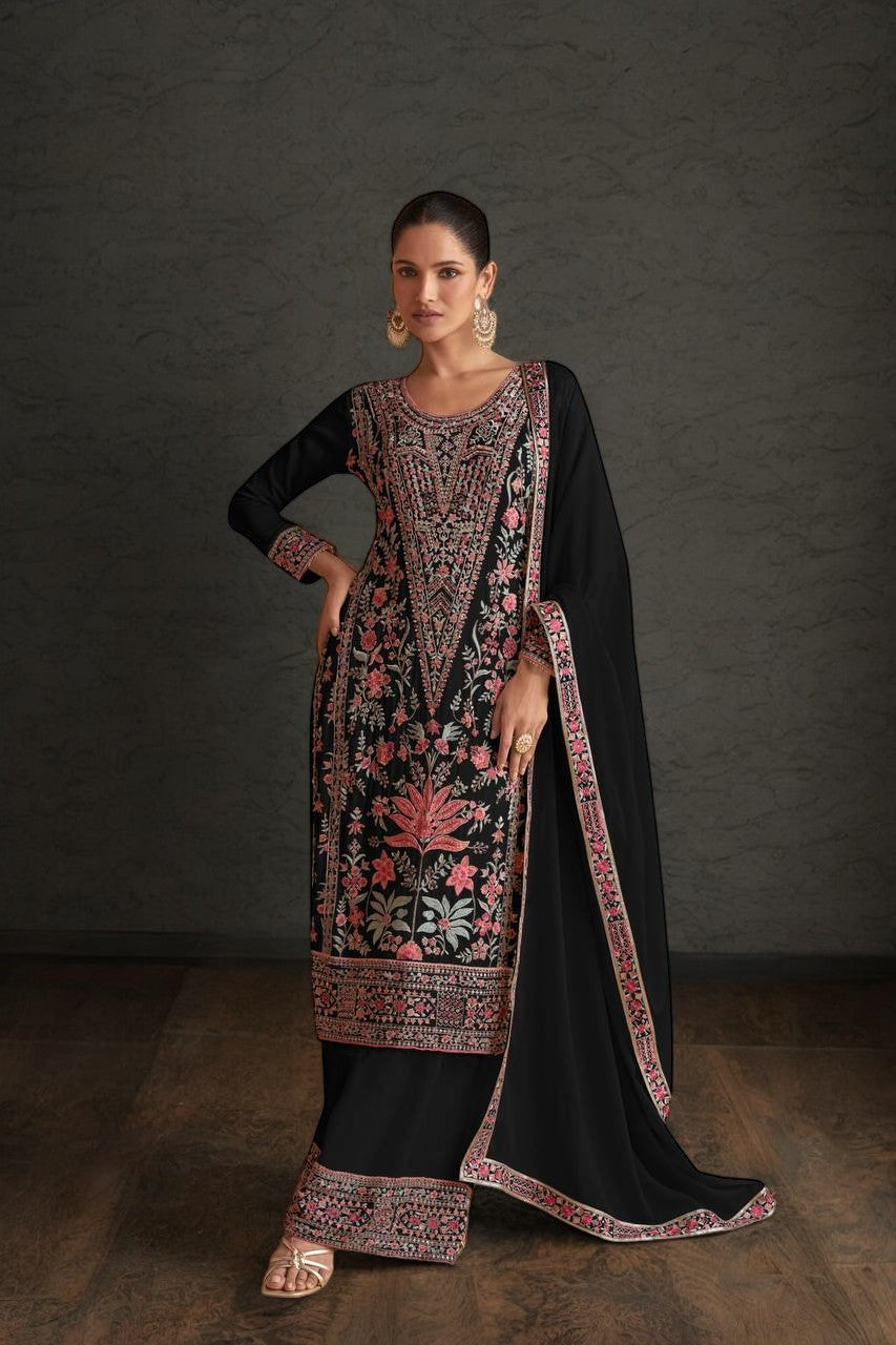 Black Embroider Sharara Set