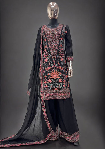 Black Embroider Sharara Set