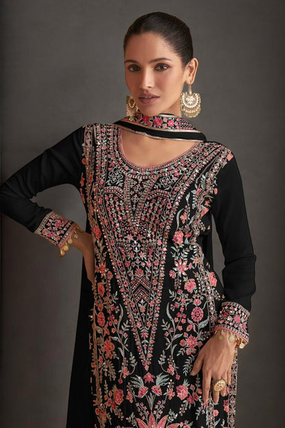 Black Embroider Sharara Set